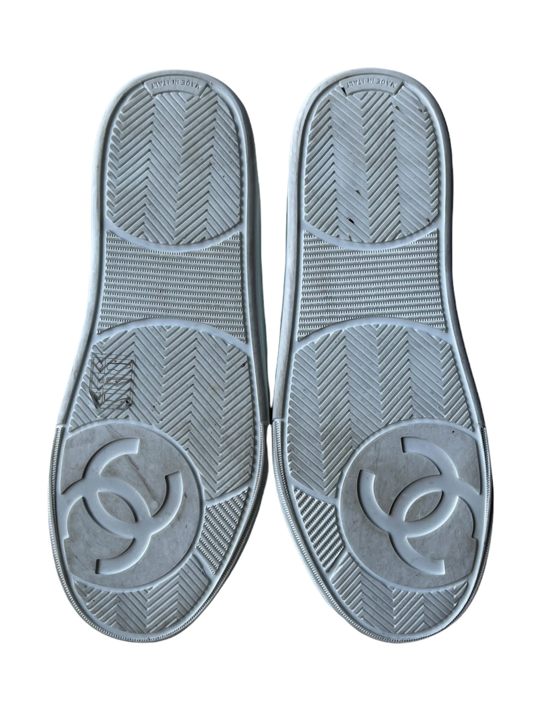Chanel White CHA NEL Logo Tennis Sneakers sz 38