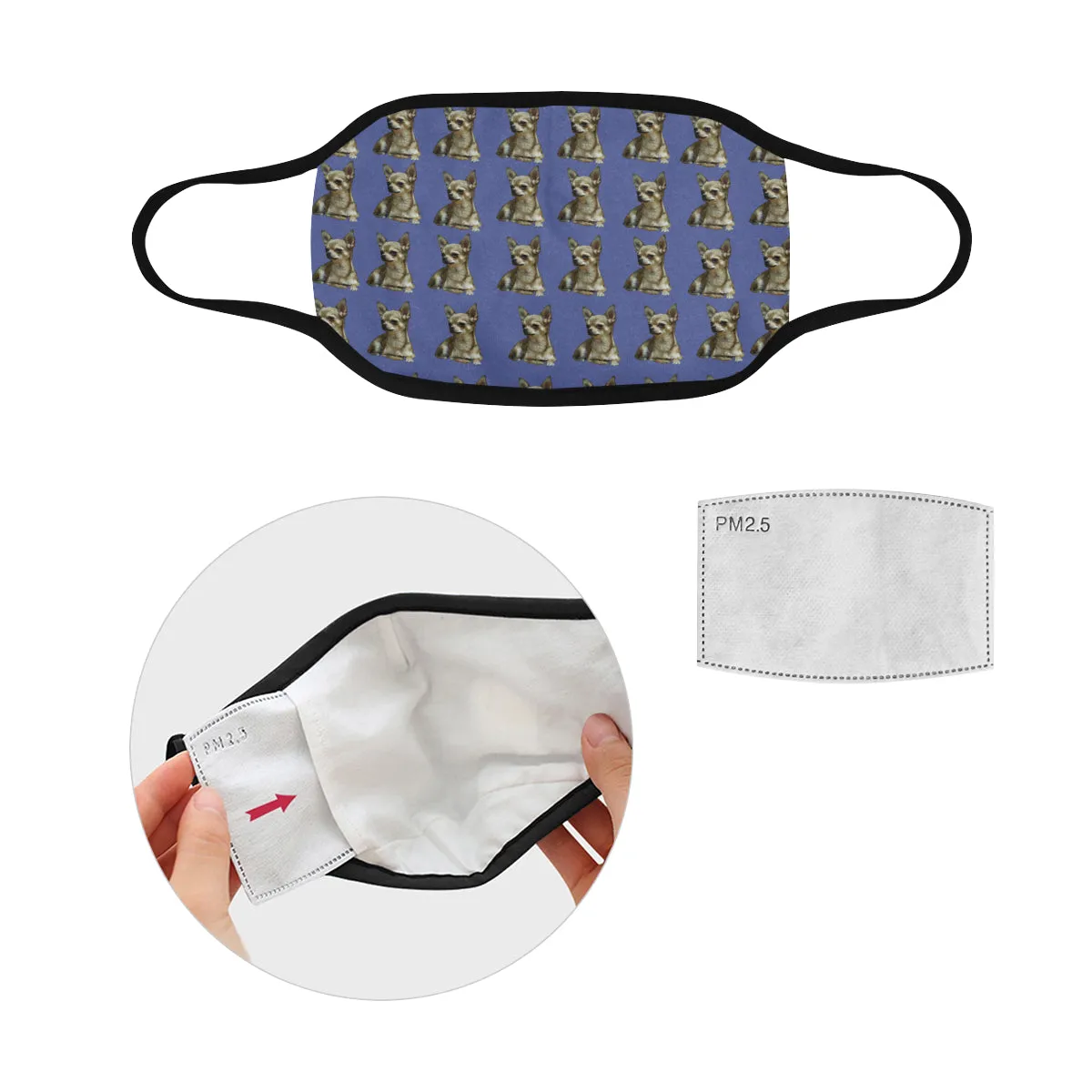 Chihuahua Cloth Face Cover - Blue