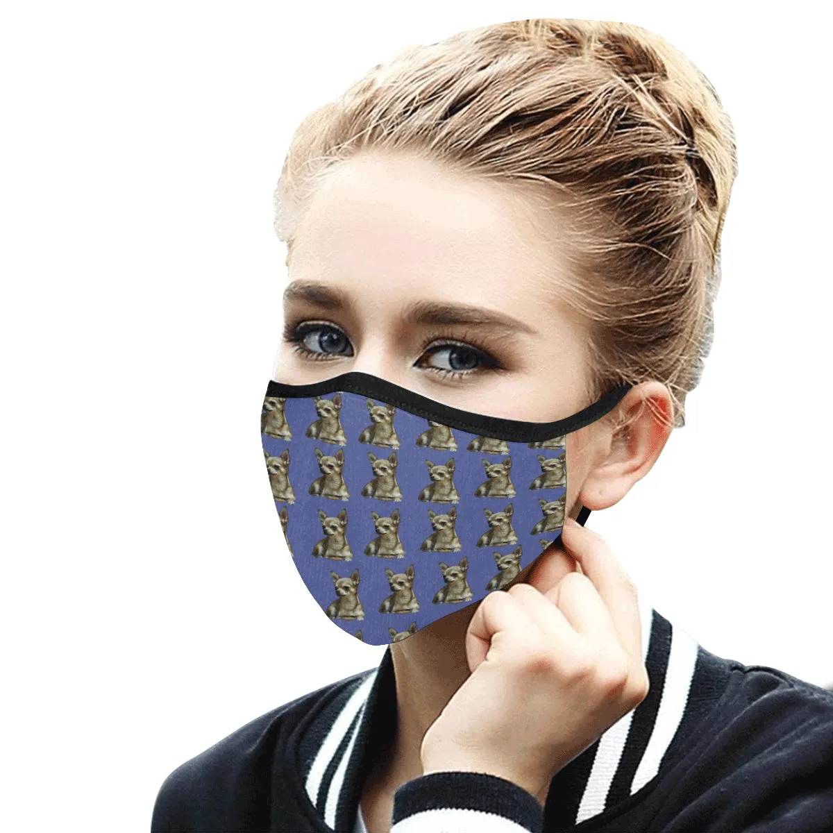 Chihuahua Cloth Face Cover - Blue