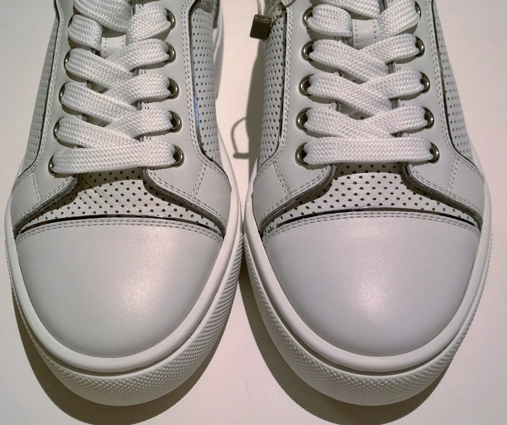 Christian Louboutin Vieirissima Perforated White Leather Sneakers Vierissima Trainers