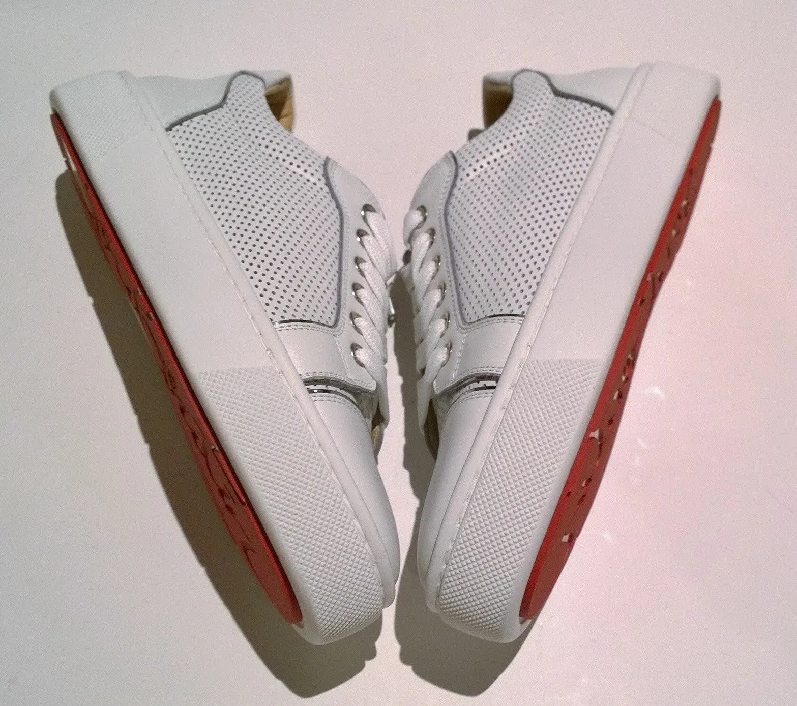 Christian Louboutin Vieirissima Perforated White Leather Sneakers Vierissima Trainers