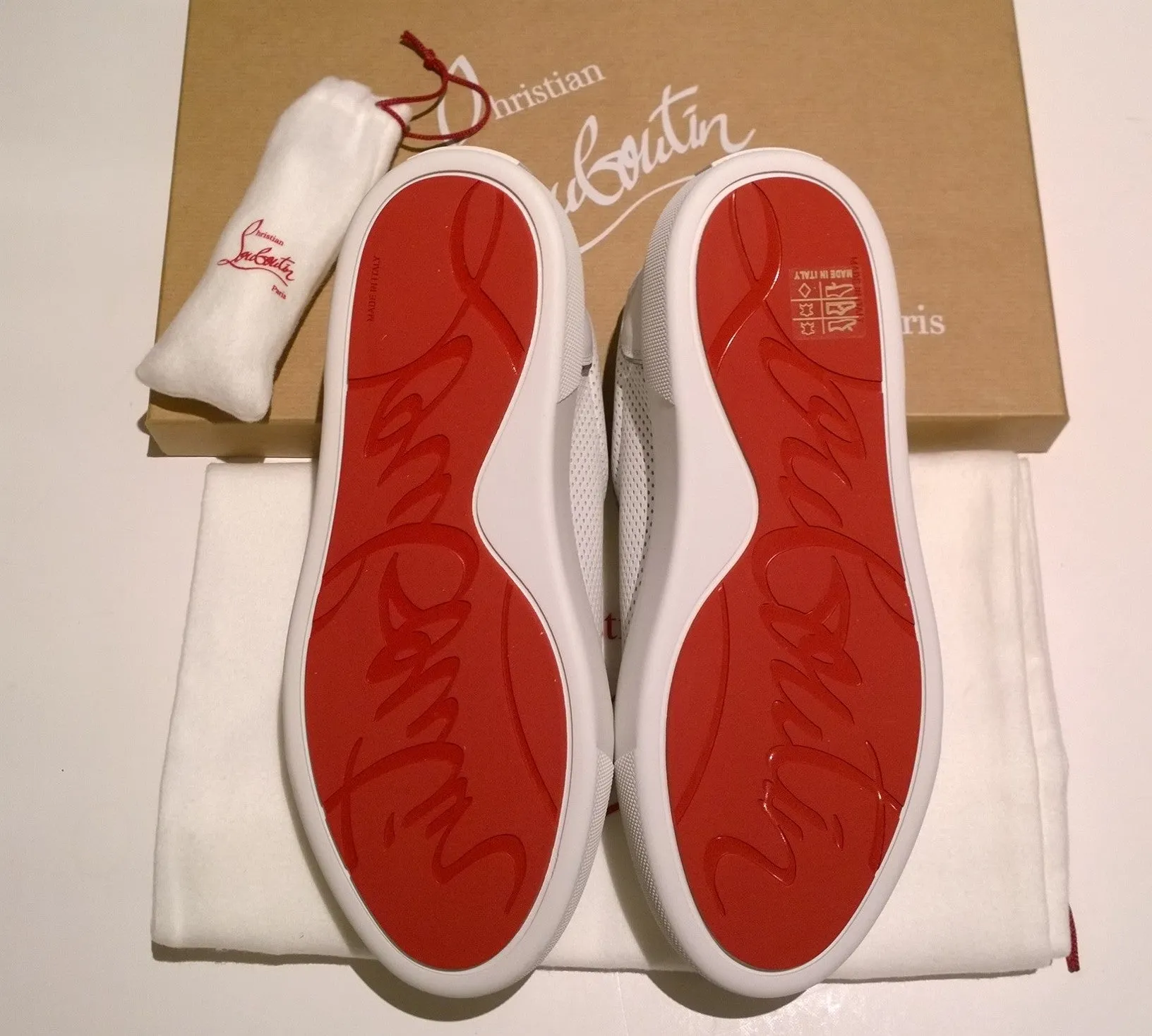 Christian Louboutin Vieirissima Perforated White Leather Sneakers Vierissima Trainers