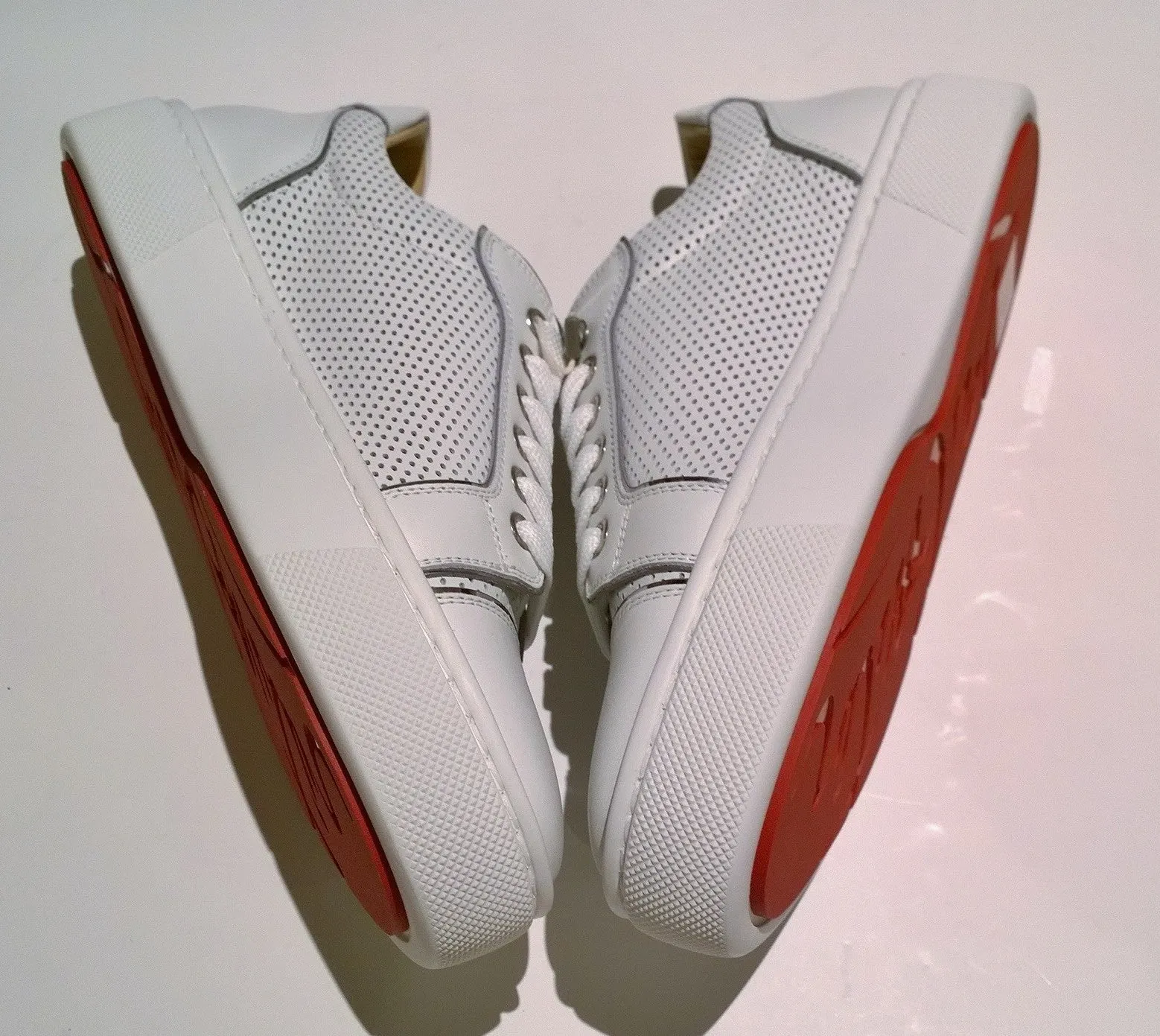 Christian Louboutin Vieirissima Perforated White Leather Sneakers Vierissima Trainers