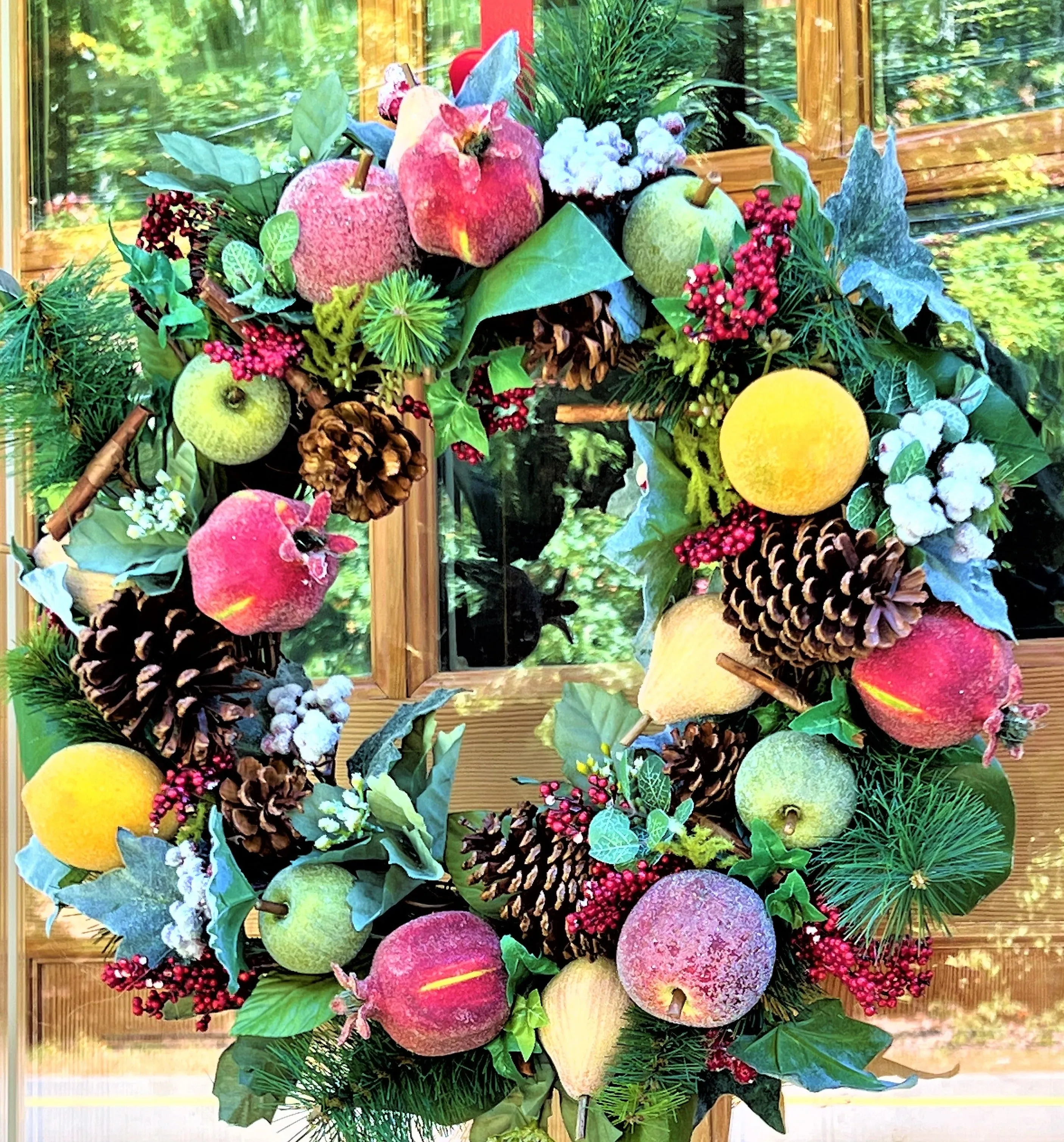 Christmas Apple-Pomegranate--Peach-Lemon-Pinecone-Berry Wreath-24"