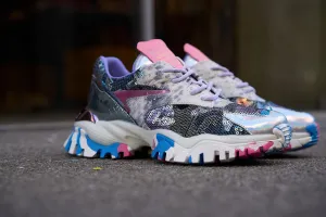 CLJD Sneaker med lilla paljetter og rosa og blå såle
