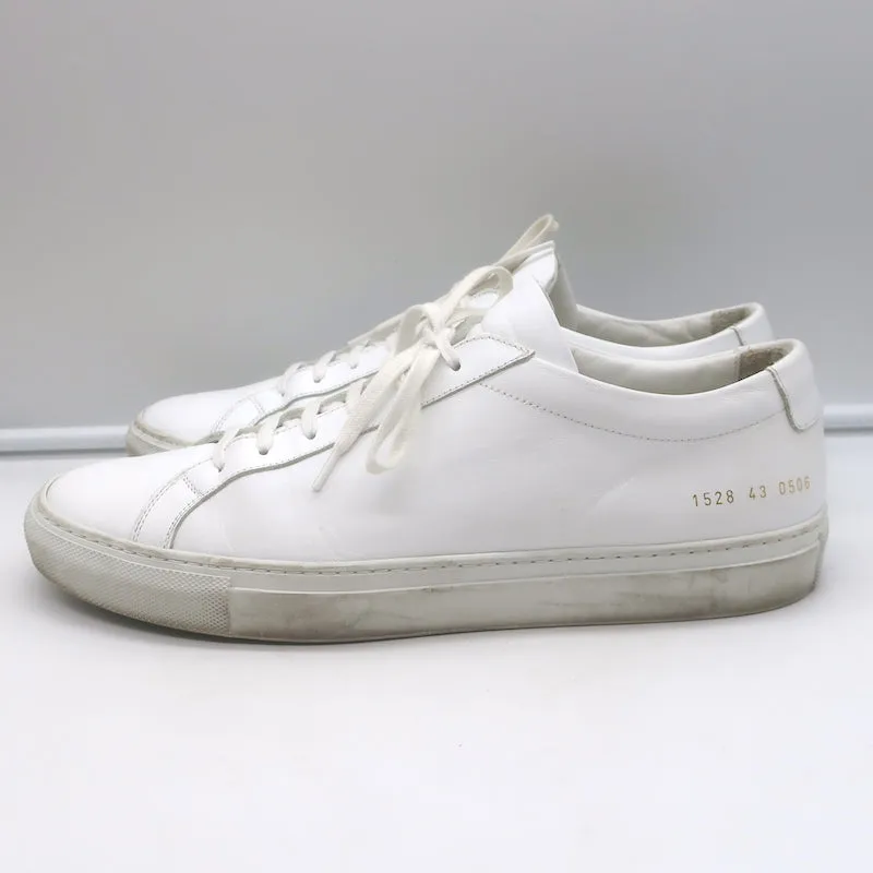 Common Projects Original Achilles Low Top Sneakers White Leather Size 43