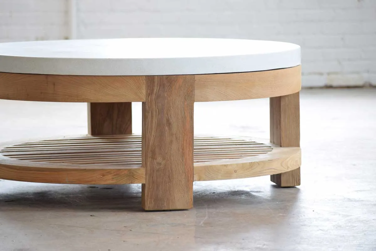 Concrete & Reclaimed Teak Cocktail Table