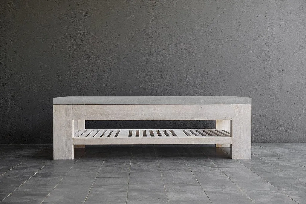 Concrete & Reclaimed Teak Cocktail Table