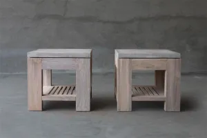 Concrete & Reclaimed Teak Side Table