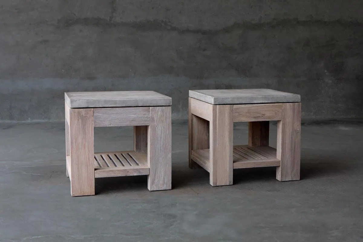 Concrete & Reclaimed Teak Side Table