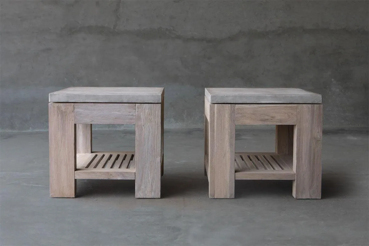 Concrete & Reclaimed Teak Side Table
