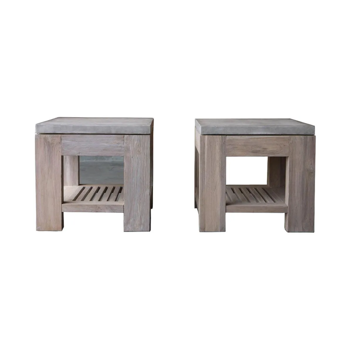 Concrete & Reclaimed Teak Side Table