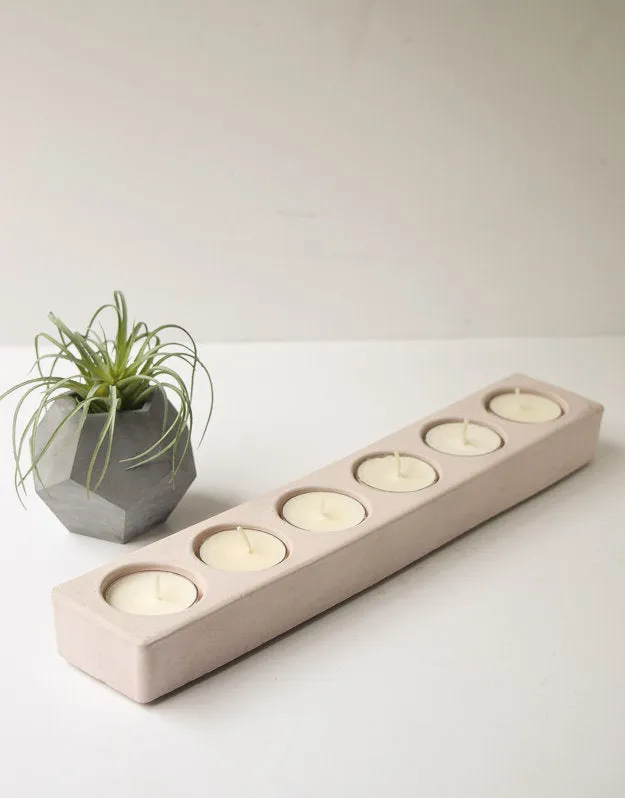 Concrete Tea Light Holder 6 piece - Wedding Centerpiece - Table Centerpiece - Tea Light Centerpiece - Modern Candle Holder - Mantle - Cement
