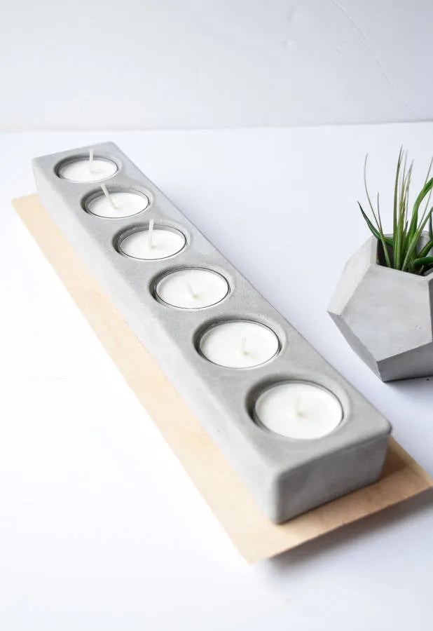 Concrete Tea Light Holder 6 piece - Wedding Centerpiece - Table Centerpiece - Tea Light Centerpiece - Modern Candle Holder - Mantle - Cement