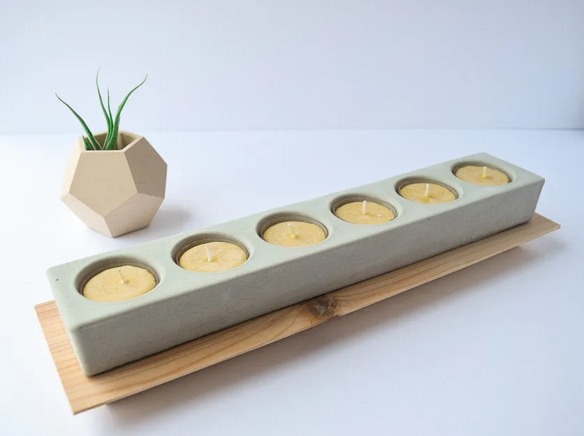 Concrete Tea Light Holder 6 piece - Wedding Centerpiece - Table Centerpiece - Tea Light Centerpiece - Modern Candle Holder - Mantle - Cement
