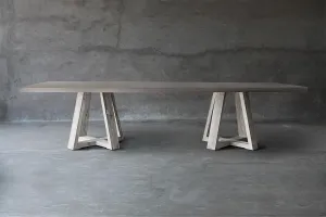 Concrete Top Dining Table - Double X Base