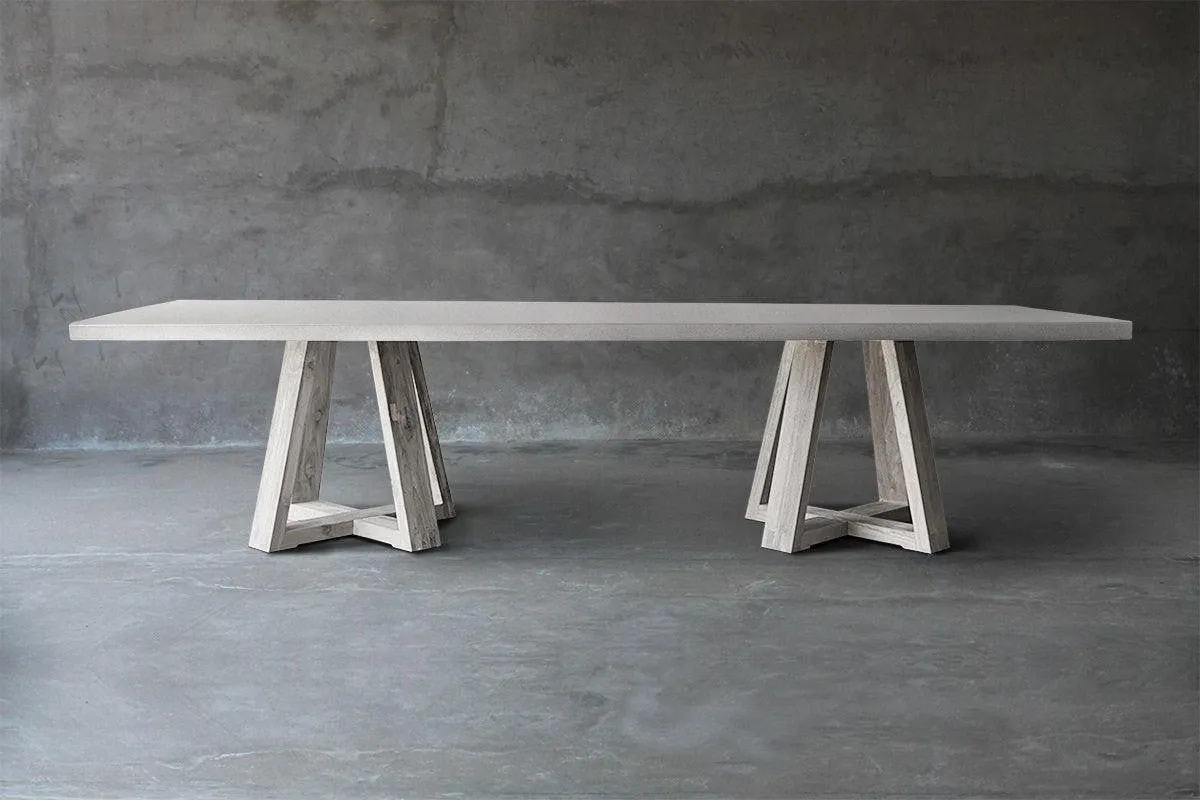 Concrete Top Dining Table - Double X Base