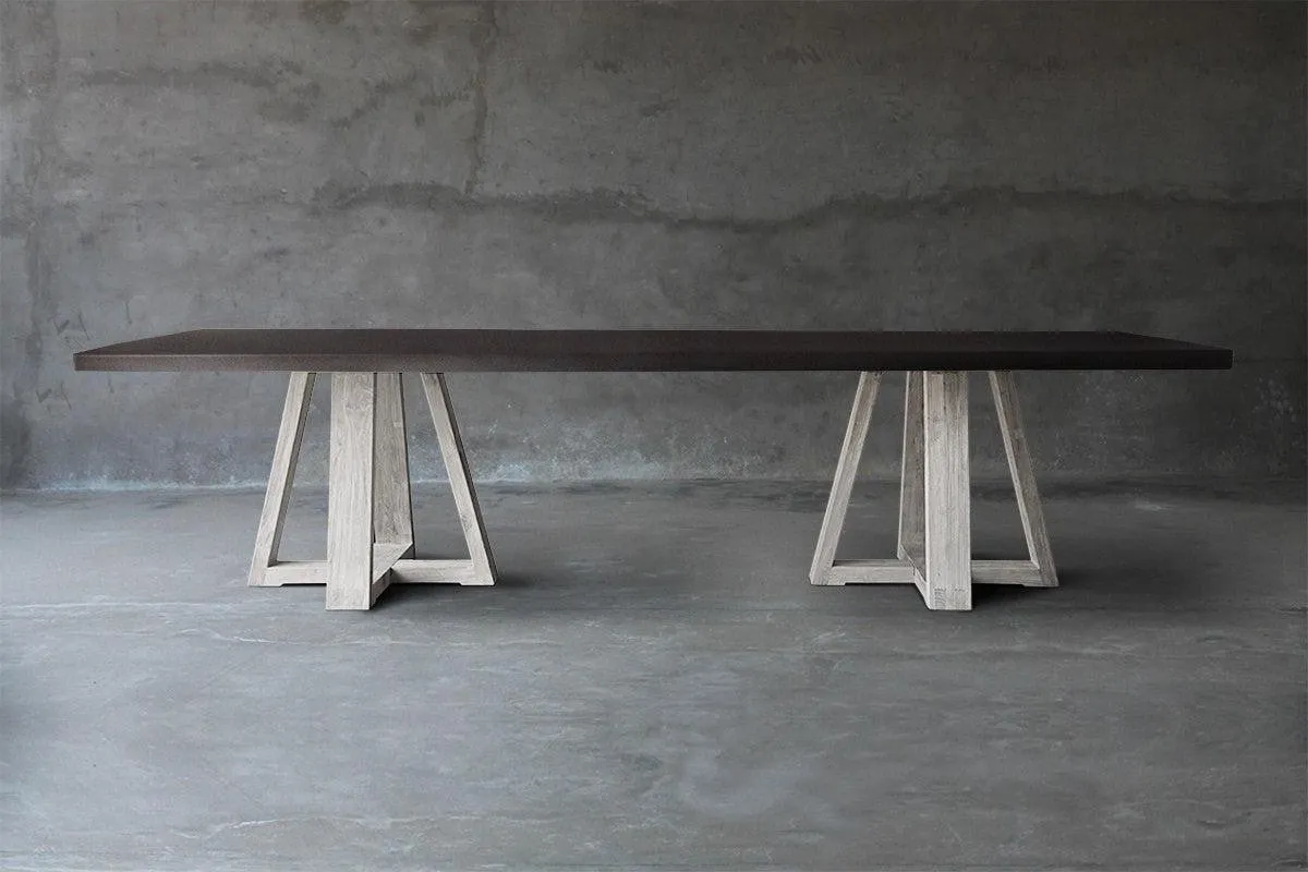 Concrete Top Dining Table - Double X Base
