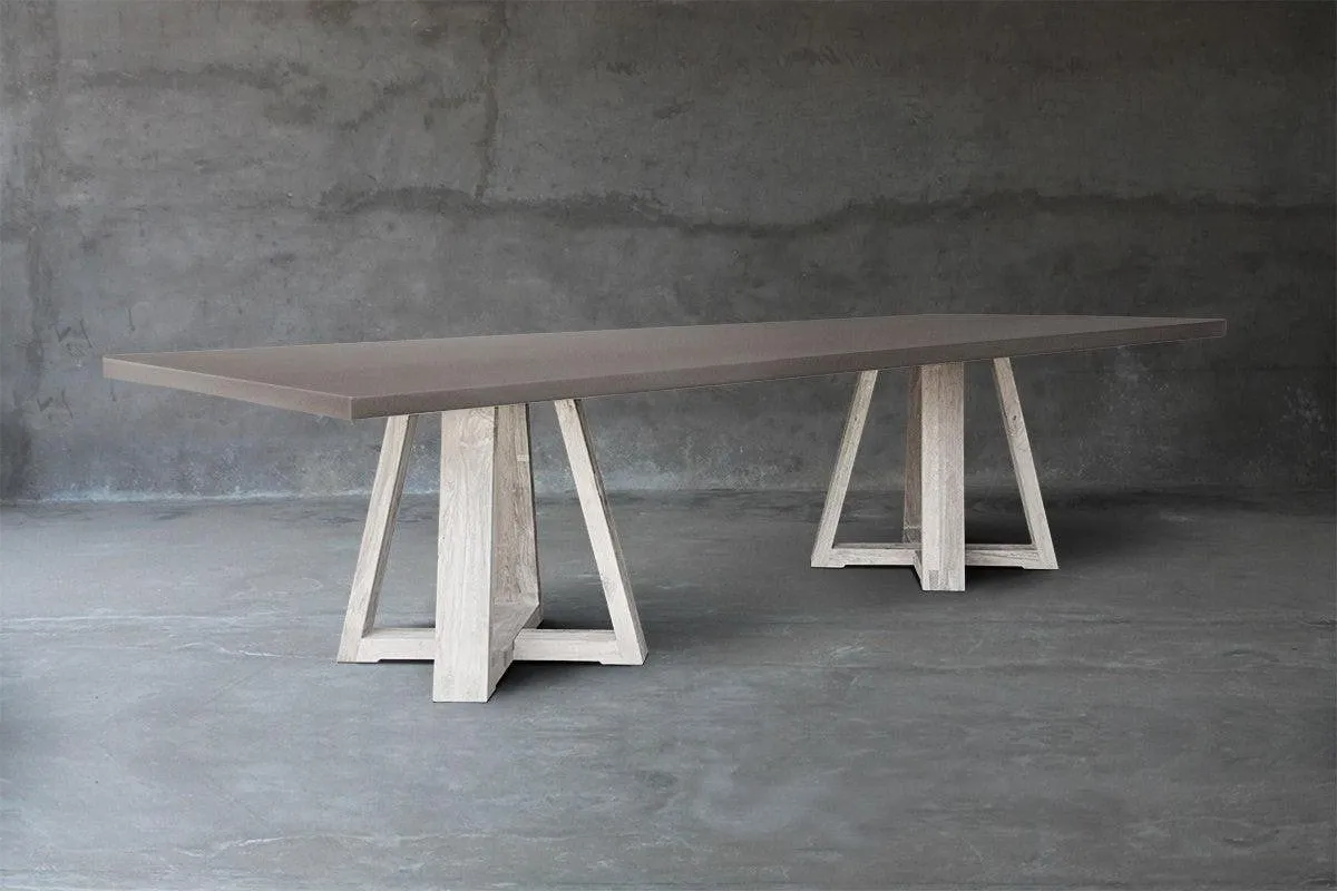 Concrete Top Dining Table - Double X Base