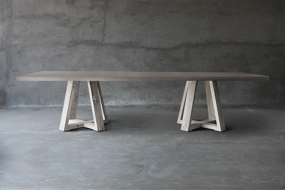 Concrete Top Dining Table - Double X Base