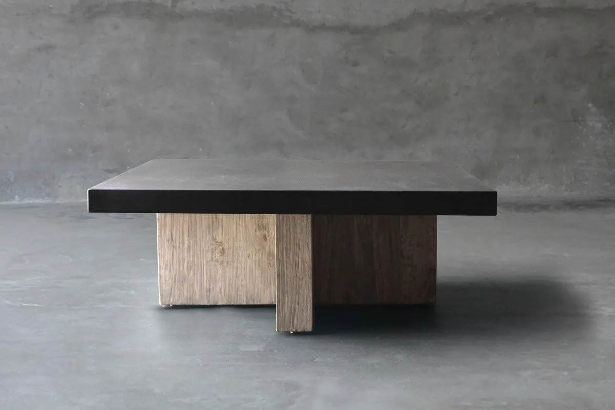 Concrete Top with Reclaimed Elm "T" Base Dining Table