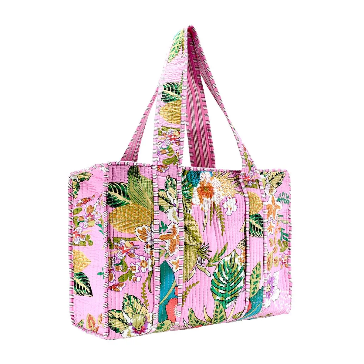 Cotton Block Print Tote Bag- Small & Large