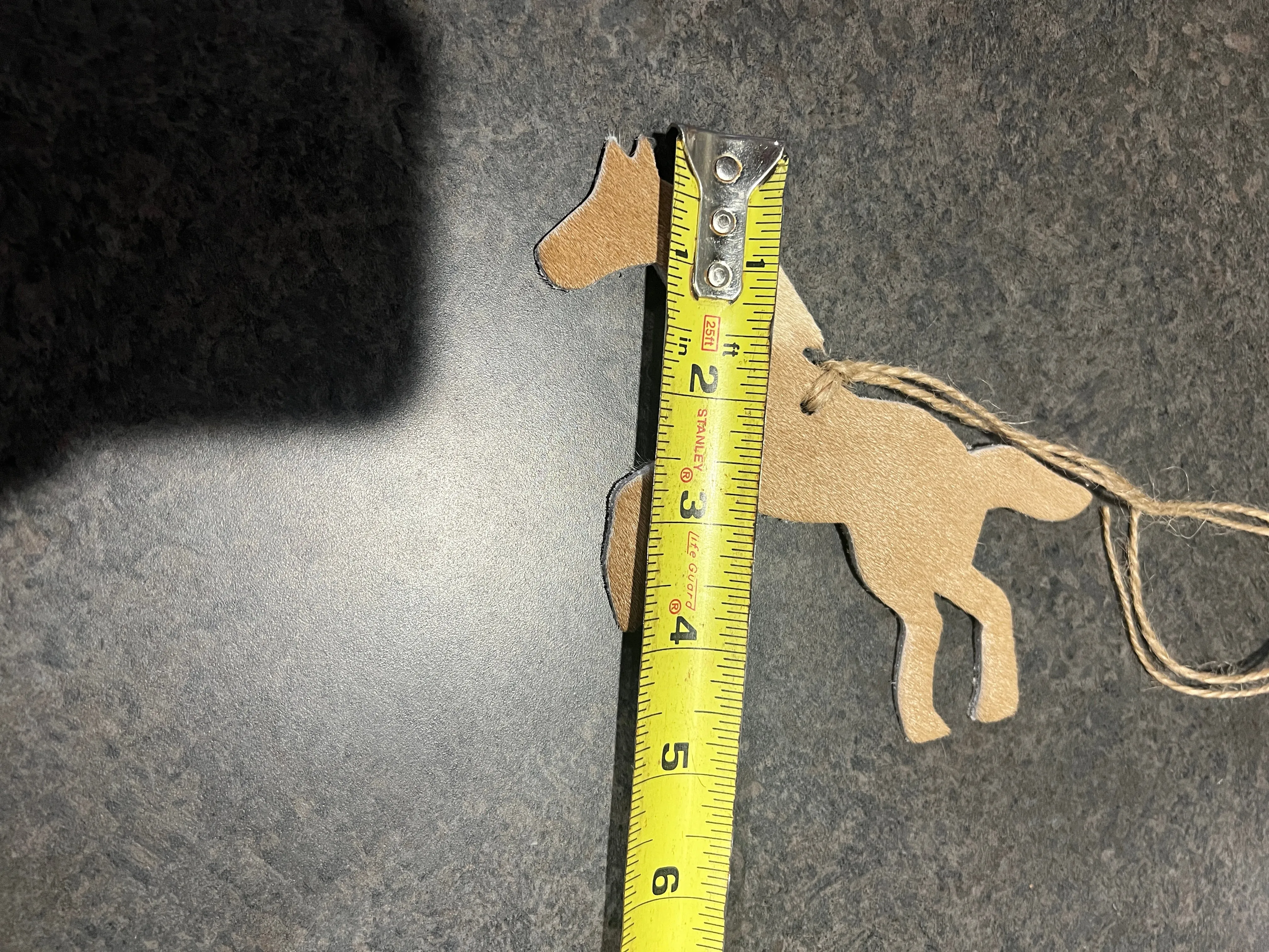 Cowhide Western Leather Christmas Ornament - Running Horse-  Sold Individually