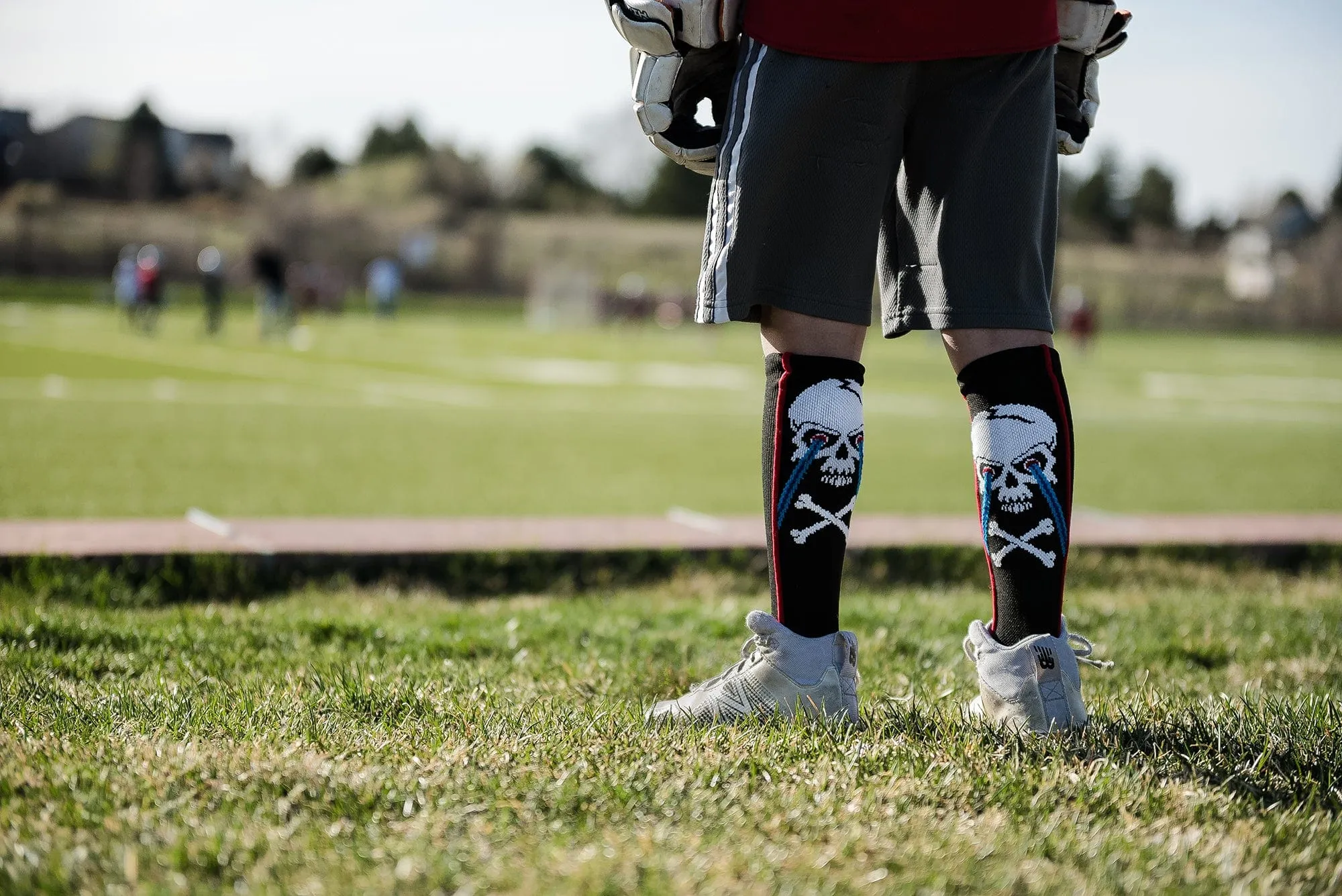 Crazy Socks with Laser Skull and Crossbones Over the Calf Socks