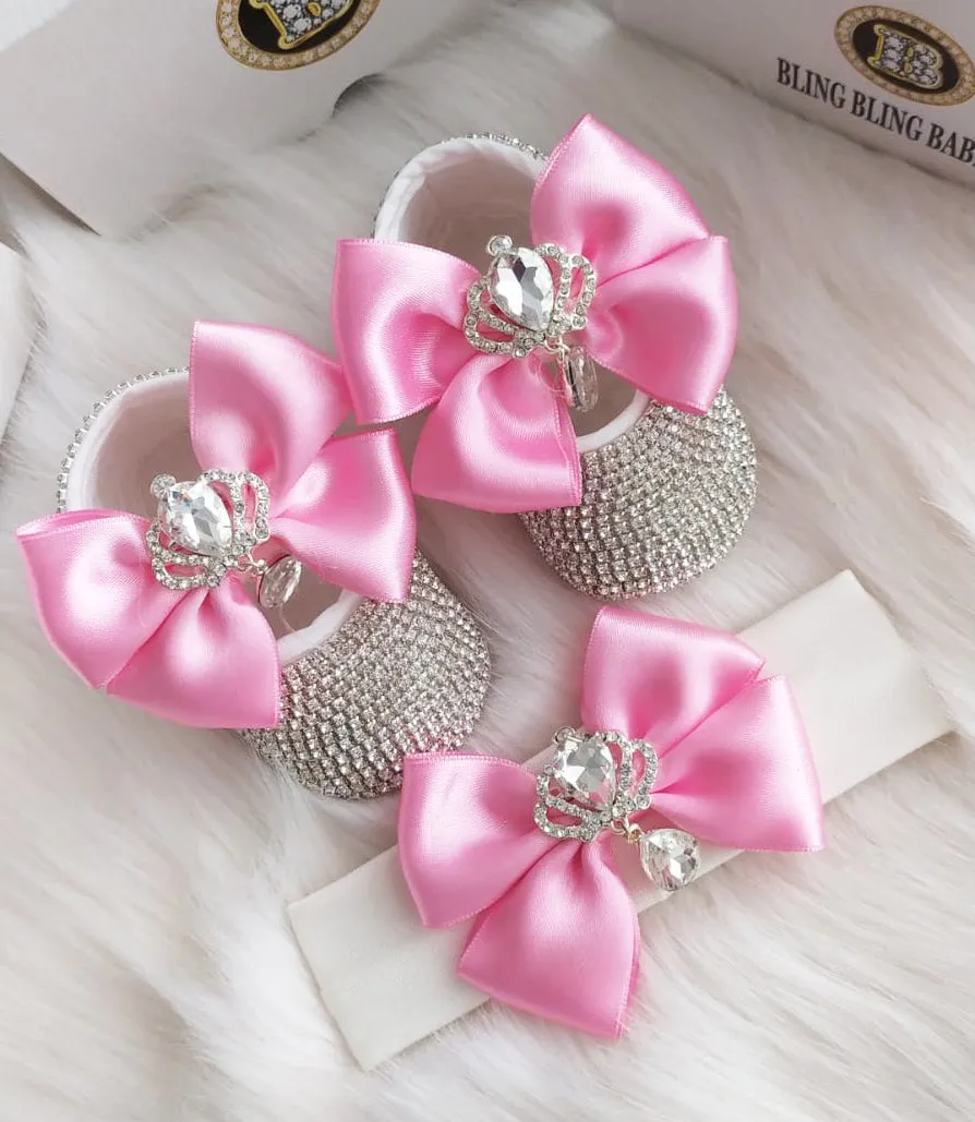 Crystal Handmade Bling Shoes and Headband Set