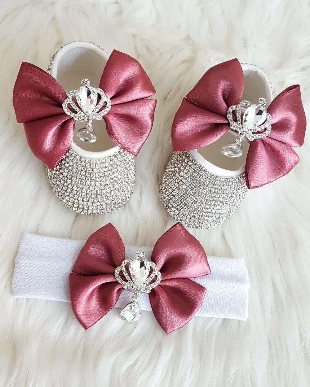 Crystal Handmade Bling Shoes and Headband Set