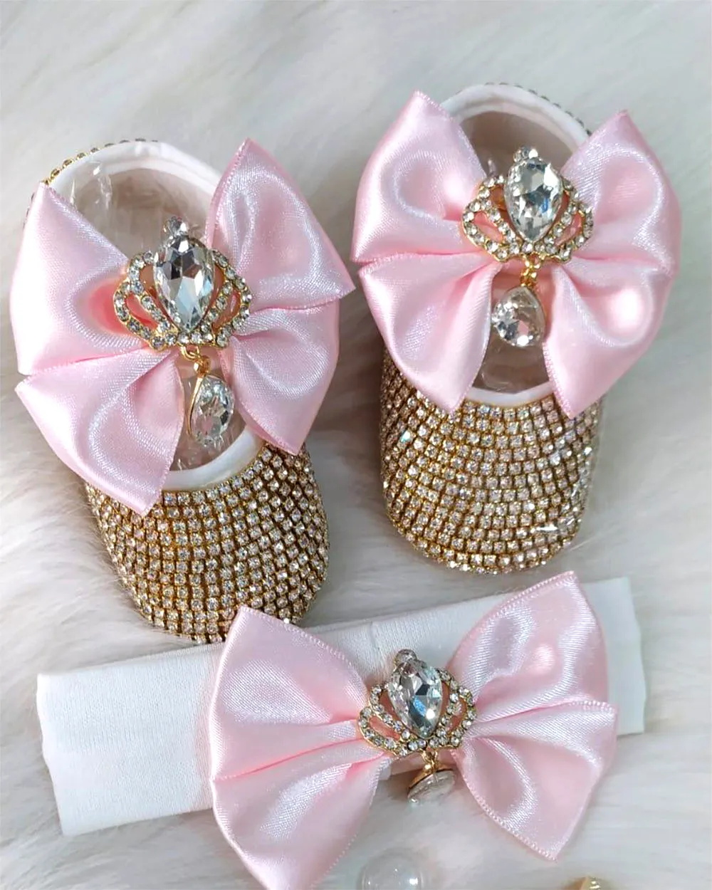 Crystal Handmade Bling Shoes and Headband Set