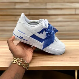 Custom Blue Bandana Air Force 1s