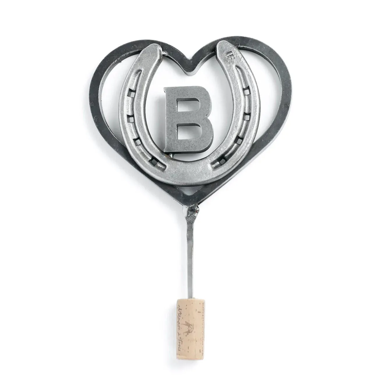 Custom Heart & Horseshoe Cake Topper with Initial - Customizable Rustic Wedding - The Heritage Forge