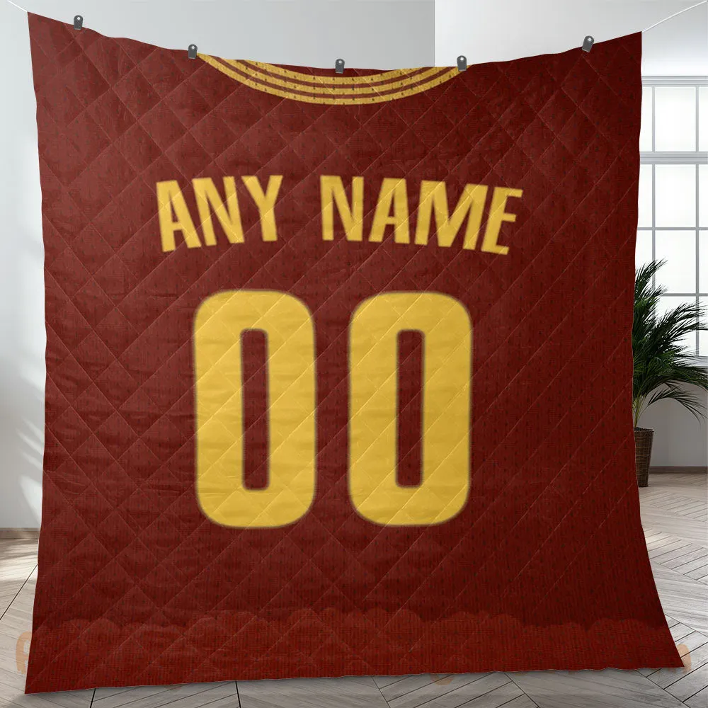 Custom Premium Quilt Blanket Cleveland Jersey Basketball Personalized Quilt Gifts for Her & Him