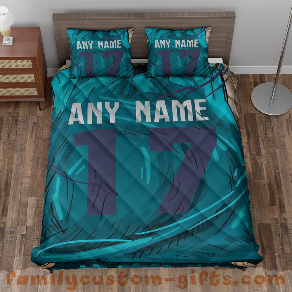 Custom Quilt Sets Charlotte Jersey Personalized Basketball Premium Quilt Bedding for Men Women