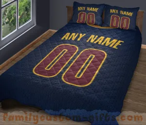 Custom Quilt Sets Cleveland Jersey Personalized Basketball Premium Quilt Bedding for Men Women