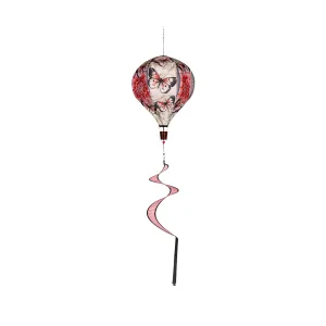 Dahlia & Butterflies Burlap Balloon Spinner,45bb581