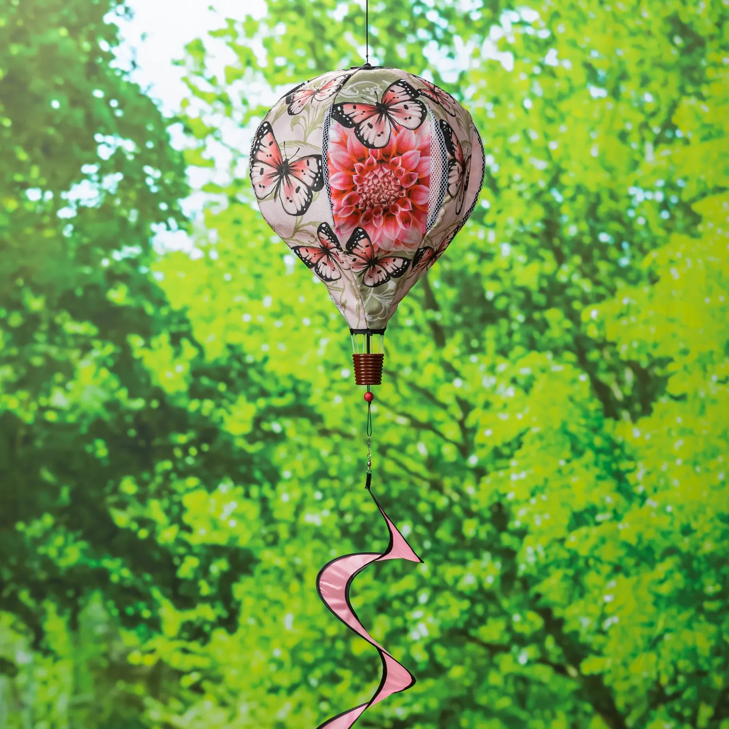 Dahlia & Butterflies Burlap Balloon Spinner,45bb581