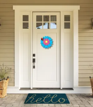 Daisy and Ladybug Wooden Door Hanger with Shimmer Finish