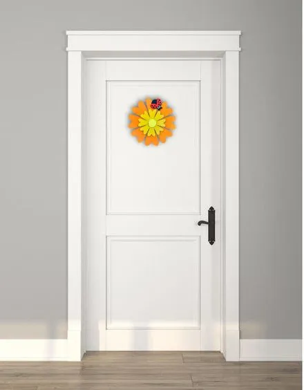 Daisy and Ladybug Wooden Door Hanger with Shimmer Finish