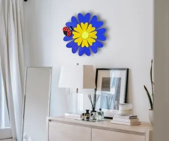 Daisy and Ladybug Wooden Door Hanger with Shimmer Finish