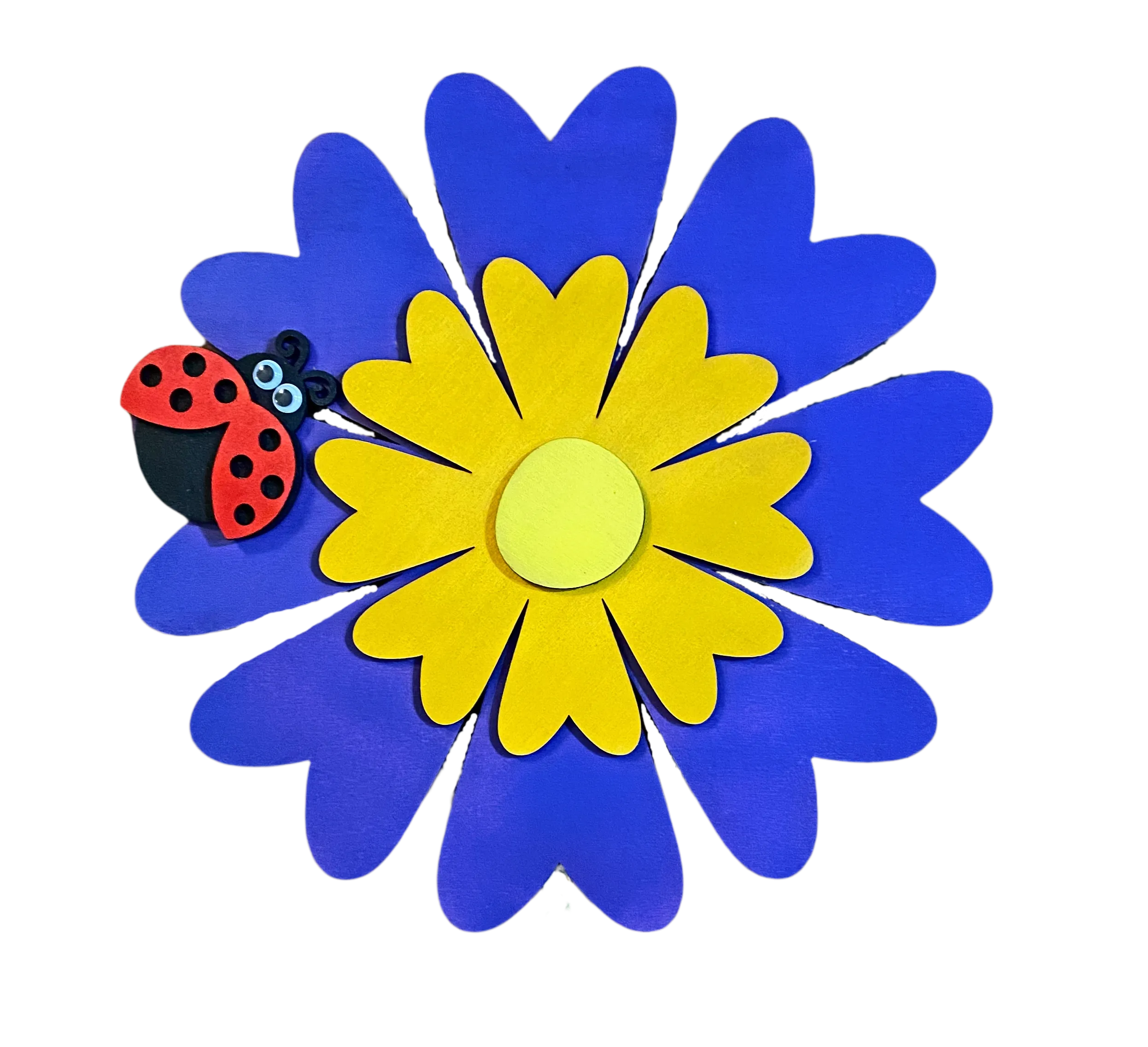 Daisy and Ladybug Wooden Door Hanger with Shimmer Finish