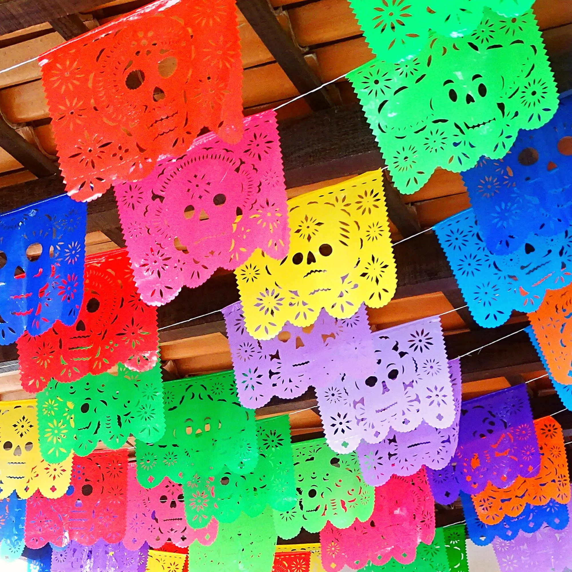 Day of the Dead Multi-Color Papel Picado Banners (Plastic, 90ft Total)