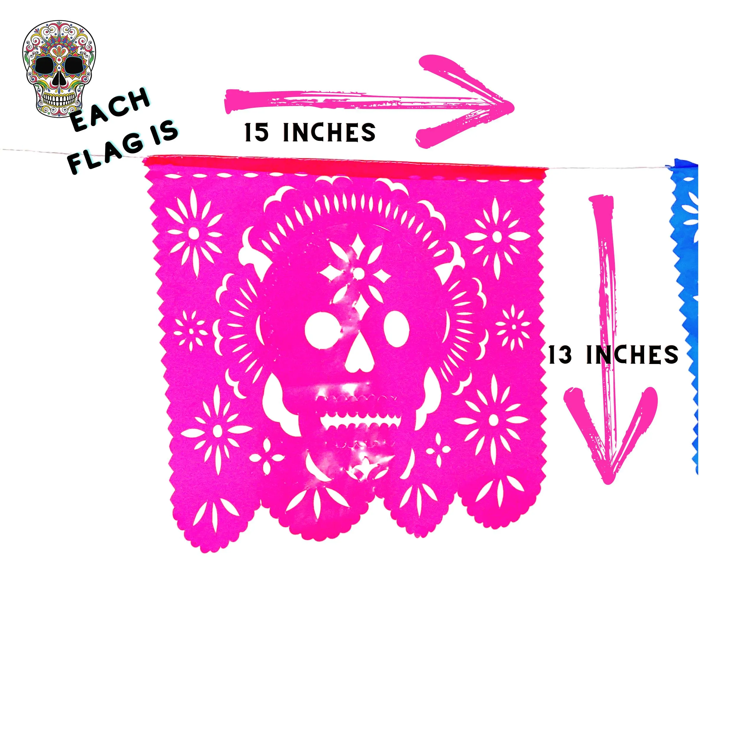 Day of the Dead Multi-Color Papel Picado Banners (Plastic, 90ft Total)