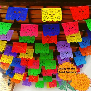 Day of the Dead Multi-Color Papel Picado Banners (Plastic, 90ft Total)