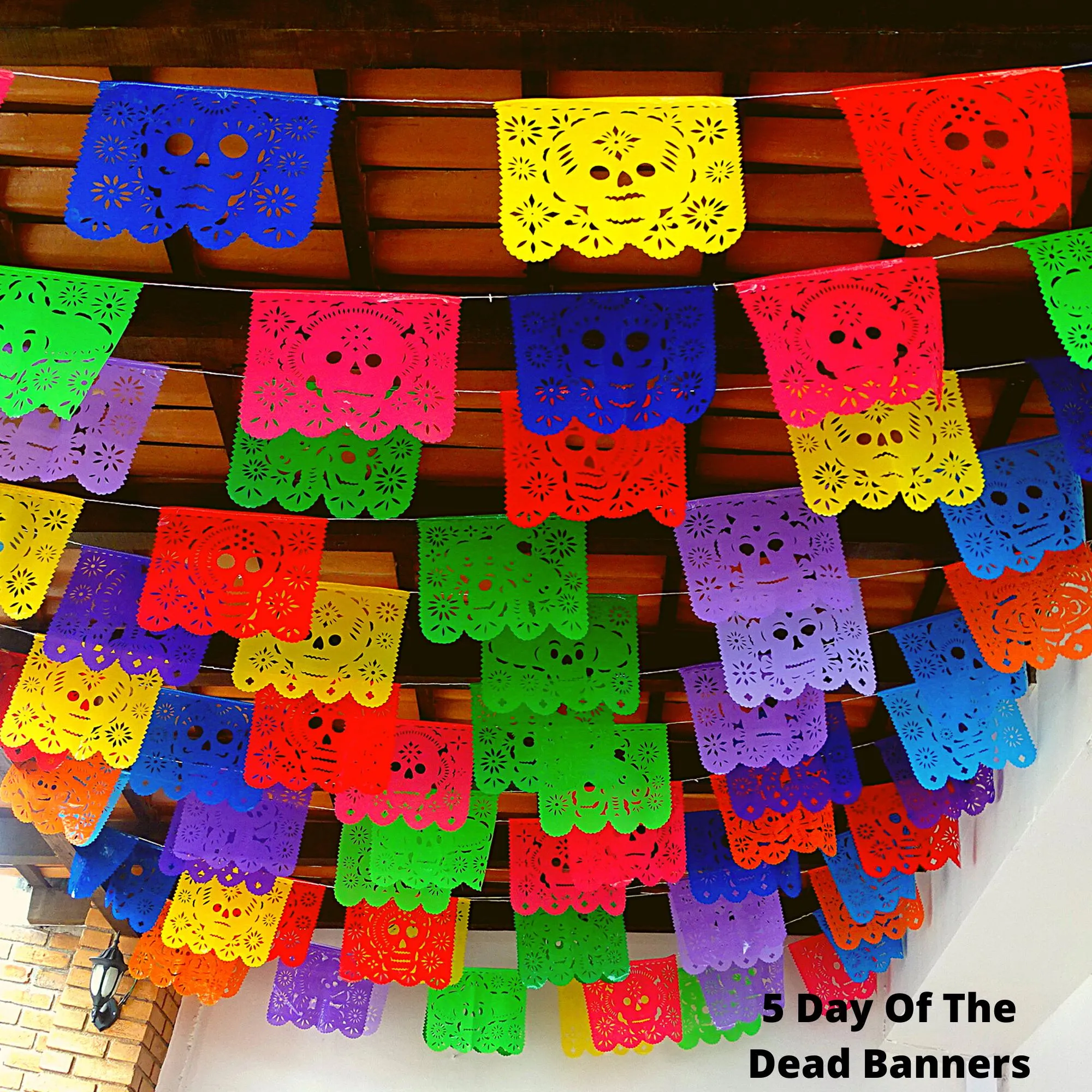 Day of the Dead Multi-Color Papel Picado Banners (Plastic, 90ft Total)