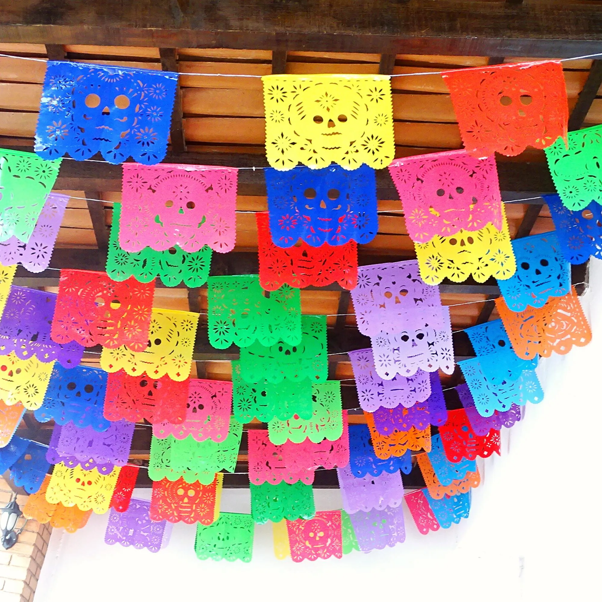 Day of the Dead Multi-Color Papel Picado Banners (Plastic, 90ft Total)
