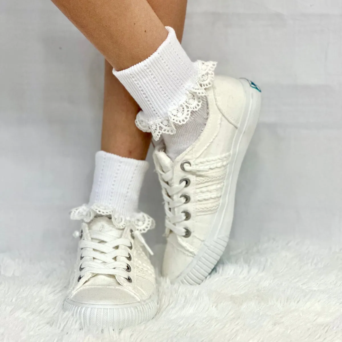 DELICATE  cuff ankle socks women - white