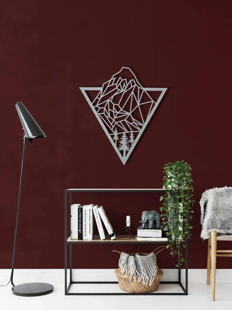 Diamond Mountain Peek Metal Wall Hanging Decor