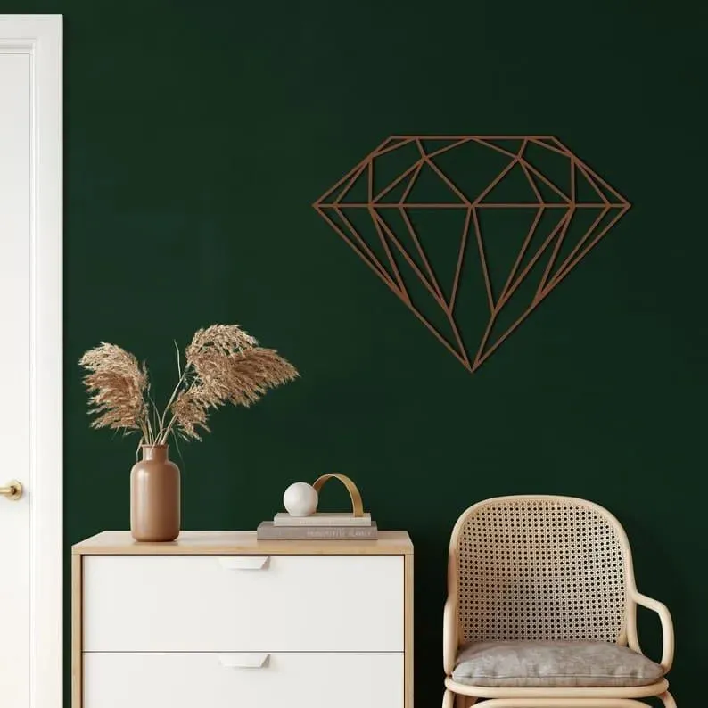 Diamond Shaped Metal Wall Hanging Decor
